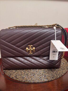 NWT!!  Tory Burch Kira Chevron Chain Shoulder Bag Burgundy Medium $379